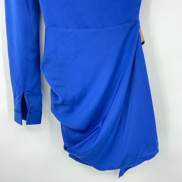 Lovers and Friends | Ana Dress in Cobalt Blue One Shoulder Wrap Mini XS - Picture 11 of 14